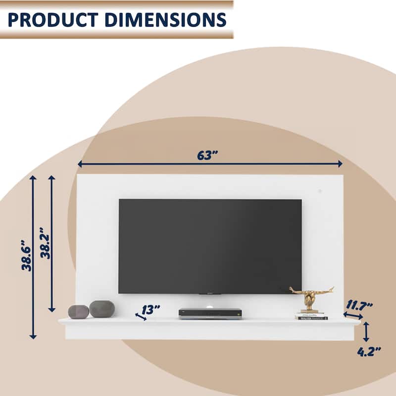 Floating TV Stand for up to 55" TVs - Wall-Mounted Entertainment Center with LED Strip & Shelf