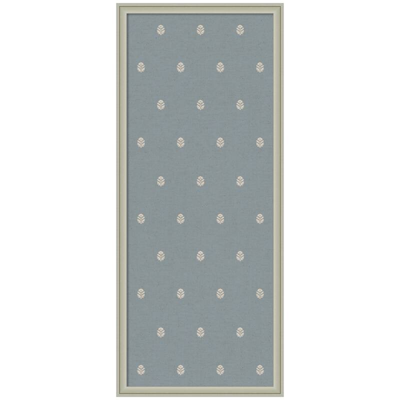 Kate and Laurel Pinboard Blue Botanical Block Print - 18x42 - Florence Silver