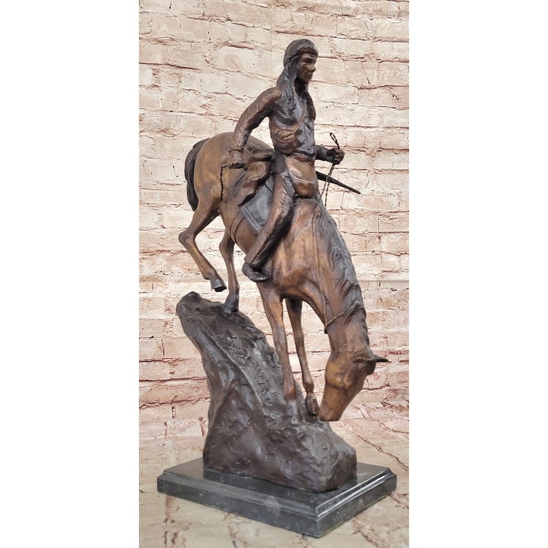 Mountain Man Frederic Remington Native American Indian Bronze Statue Sculpture 21 Inches X 17 Inches