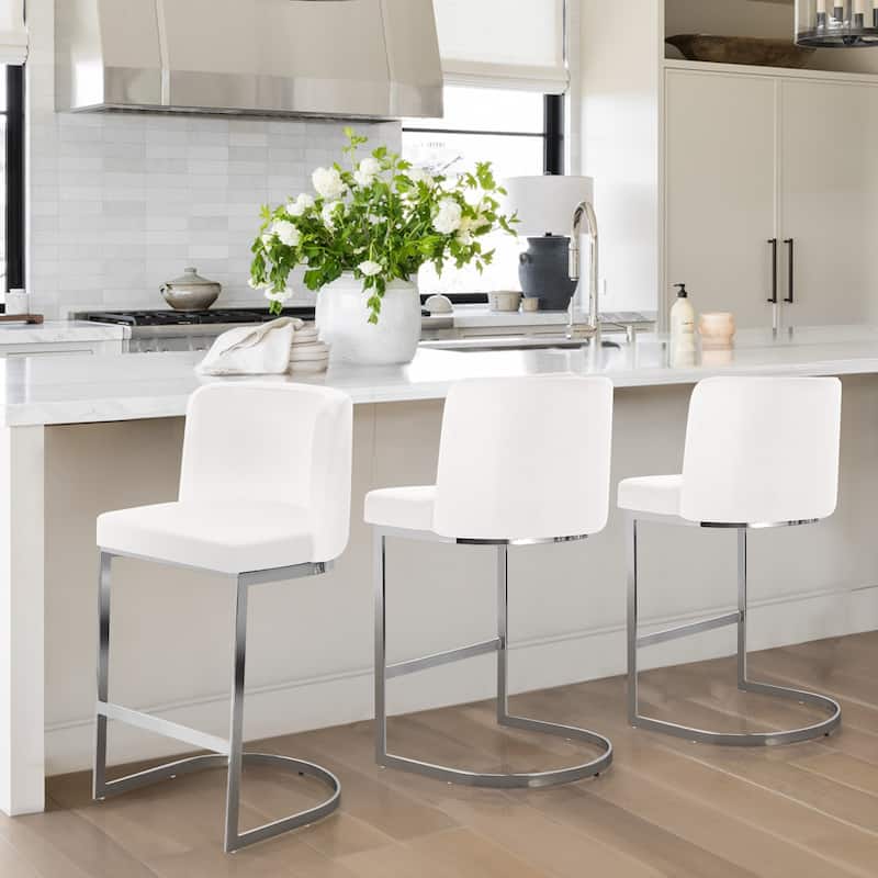 26" Upholstered Bar Stools, Counter Height Stools - 18.11"W x 19.69"D x 37.4"H