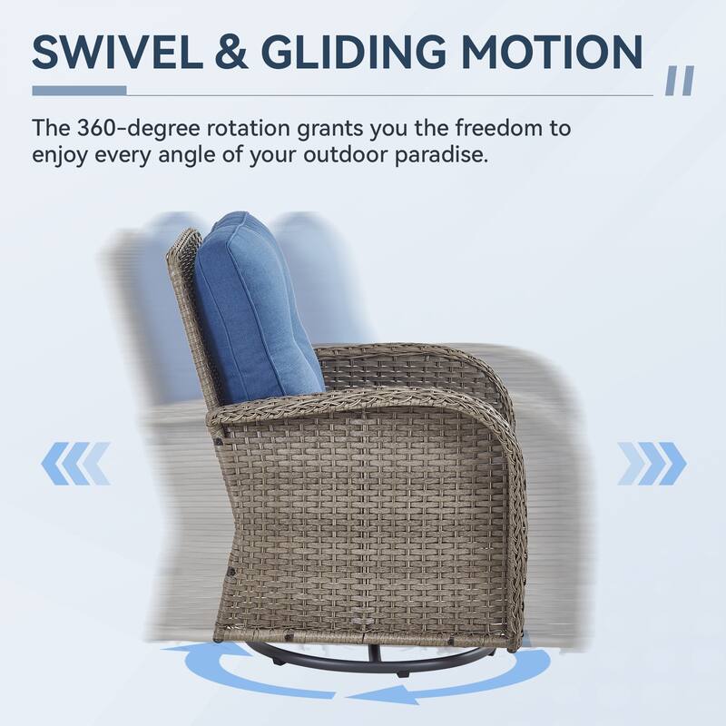 Gymojoy Patio Furniture Set Outdoor Wicker Swivel Glider Chairs Set