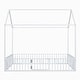 preview thumbnail 6 of 12, White Full Size Metal House Bed with Fence, Roof, and Door for Kids' Bedroom