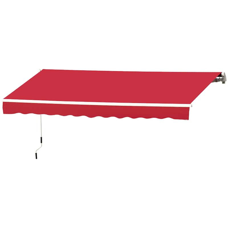 Outsunny 12' x 10' Retractable Awning Patio Awnings Sun Shade Shelter with Manual Crank Handle, 280g/m² UV