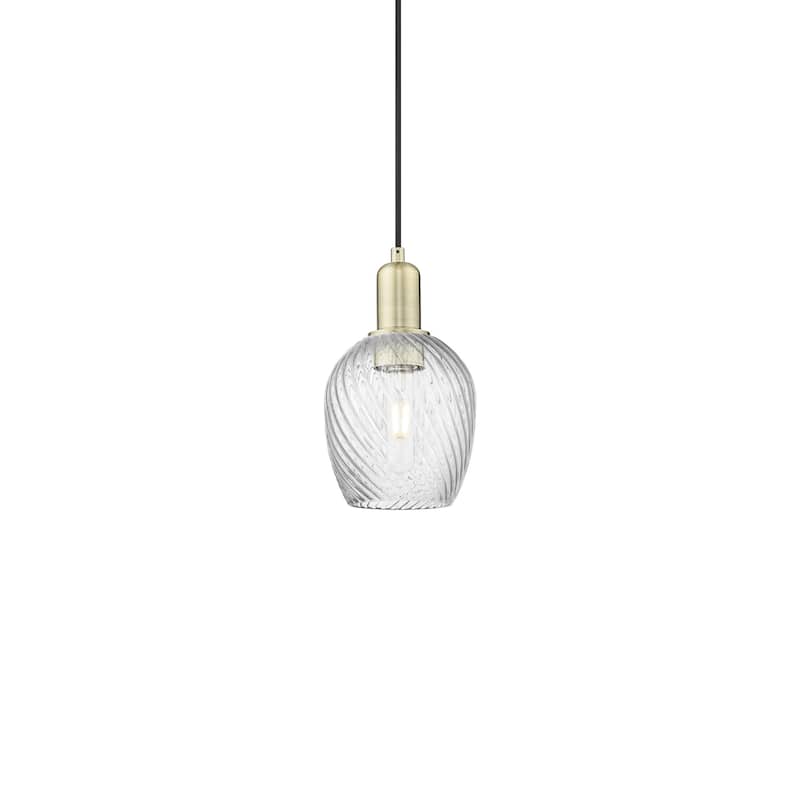 Innovations Lighting 716-1P-11-6 Salina Pendant Salina 6" Wide Mini - Antique Brass / Clear Spiral Fluted