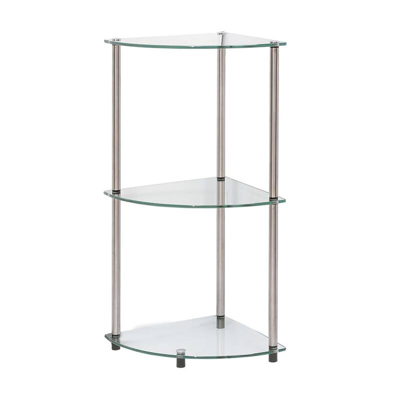 Convenience Concepts Designs2Go Classic Glass 3 Tier Corner Shelf