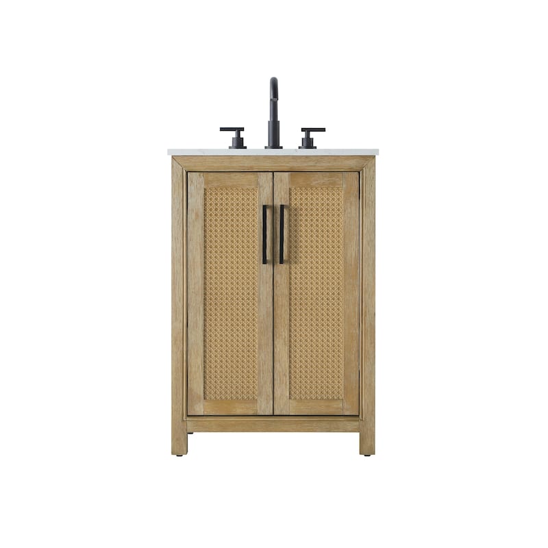 Elegant Lighting VF29524 Alina 24" Free Standing Single Basin Vanity - Linen Oak - Oak Finish