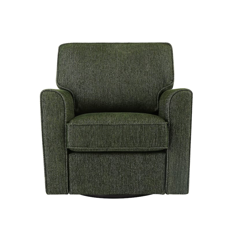 Chenille 360° Swivel Barrel Chair with Side Pockets, Ergonomic Support, and Removable Cushions