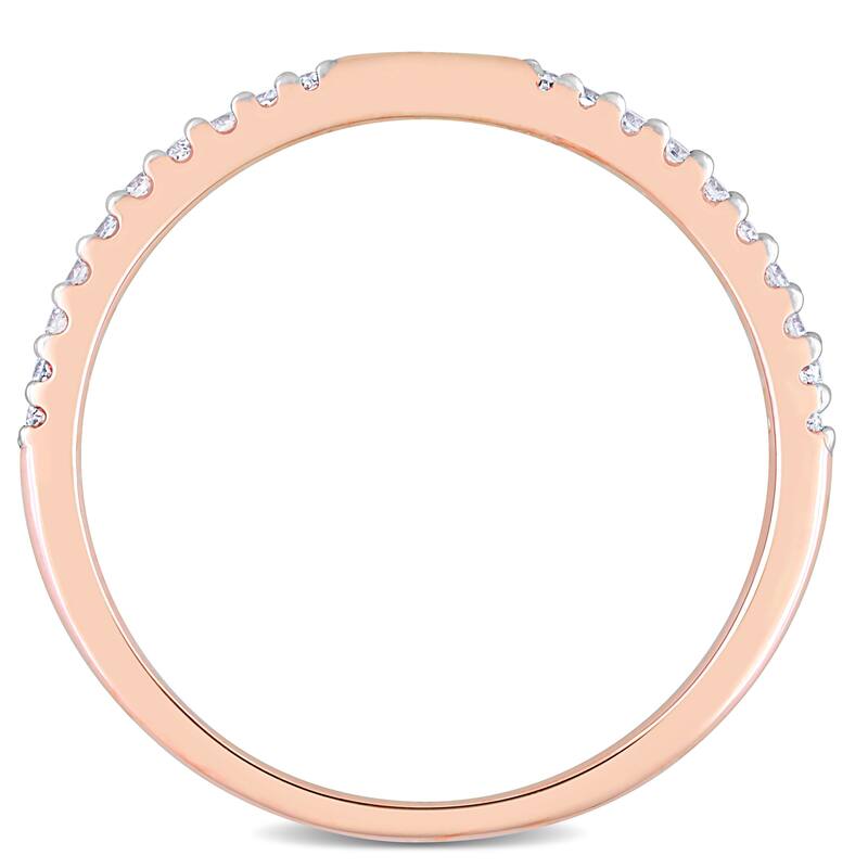 Miadora 1/8ct TDW Diamond Stackable Wedding Band Ring in 14k Rose Gold