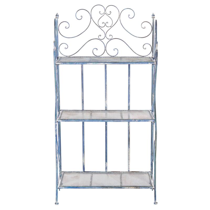 SAFAVIEH Outdoor Litzy Victorian Iron 3-Tier Shelf - 22.0" W x 14.2" L x 42.5" H