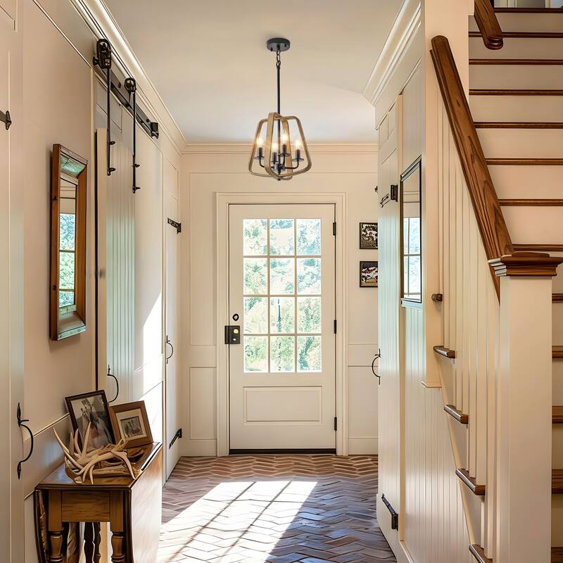 Starsky 4-Light Farmhouse Open Cage Chandelier for dining room, kitchen island or entryway