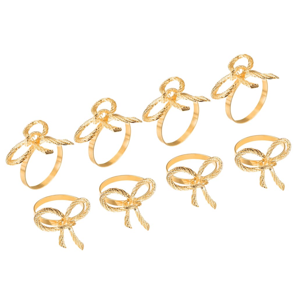 Metal Napkin Rings, 8pcs Bow-knot Napkin Ring Holder Set, Gold Tone - Gold Tone - 38mm