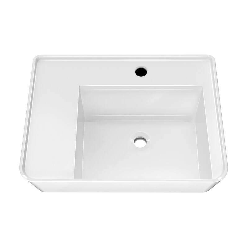 Whitehaus B-RA65-1H 25-5/8" Rectangular Vitreous China Wall Mounted