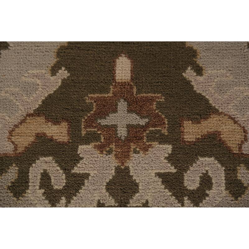 Earth Tone Oushak Indian Area Rug Hand-Knotted Floral Wool Carpet - 9'0"x 11'10"