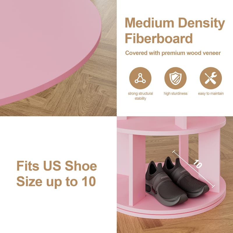 16 Pair Rotating Shoe Rack Tower, Spinning Shoe Storgae Rack - 16 Pair