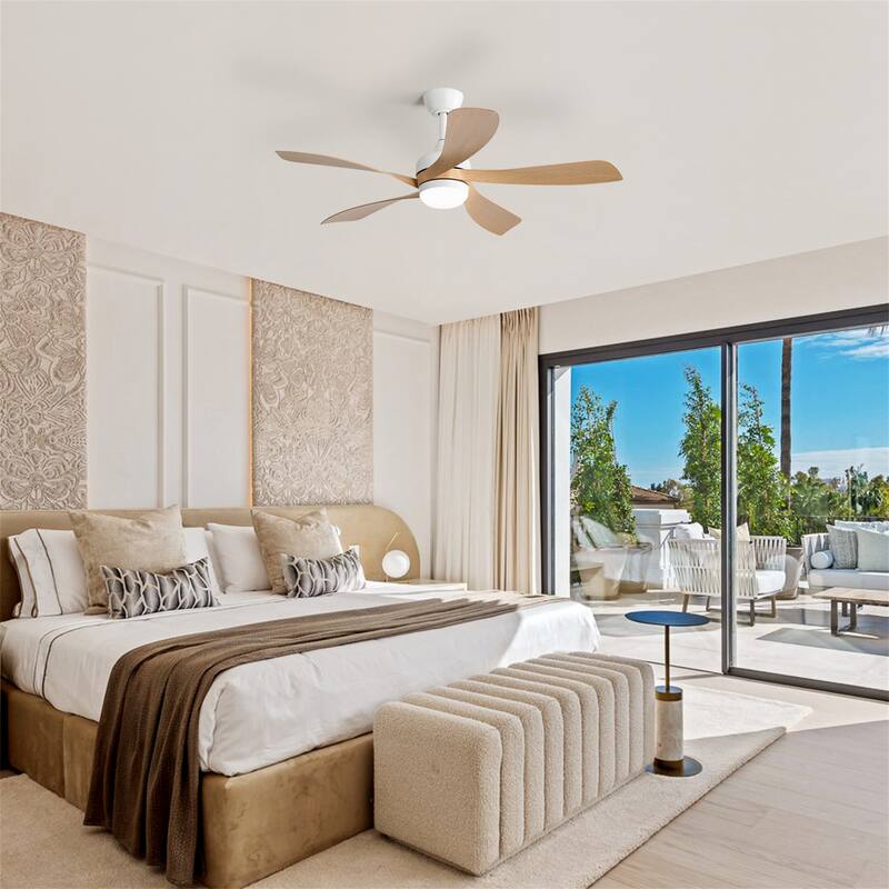 45 Inch Smart Ceiling Fan with Light - Matte White