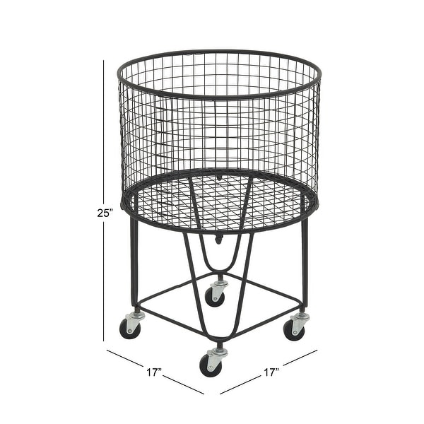 Black Iron Industrial Storage Cart 25 x 17 x 17 - 17"W, 25"H