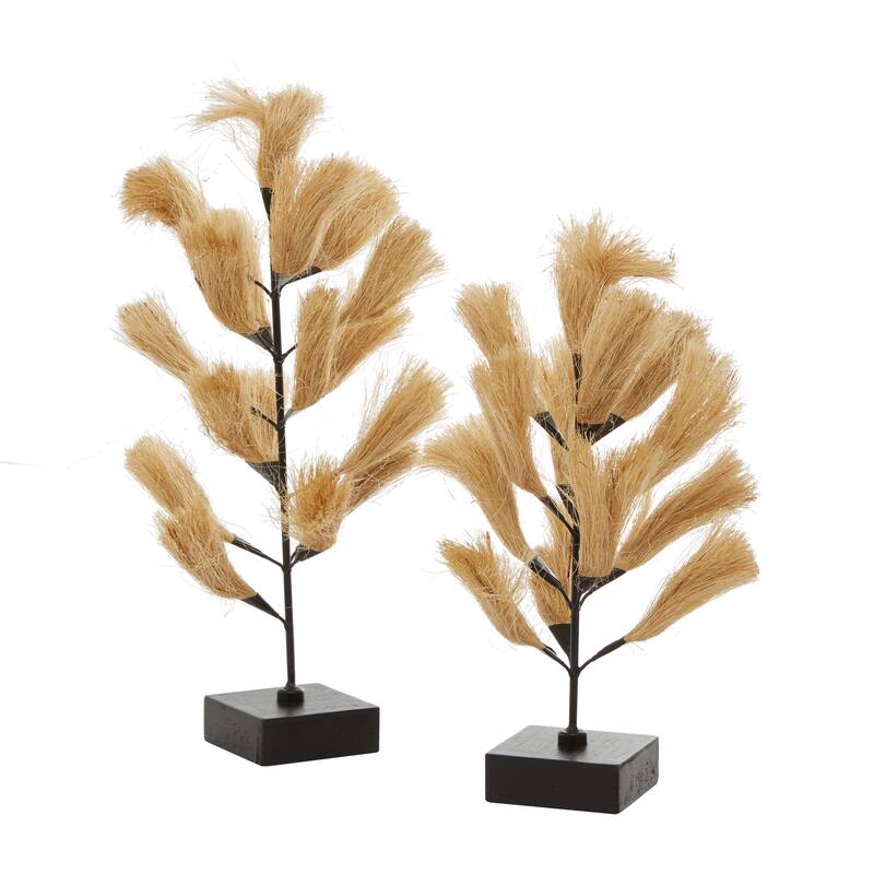 Brown Wood Coastal Sculpture Nature (Set of 2) - 10 x 10 x 20 and 11 x 11 x 16