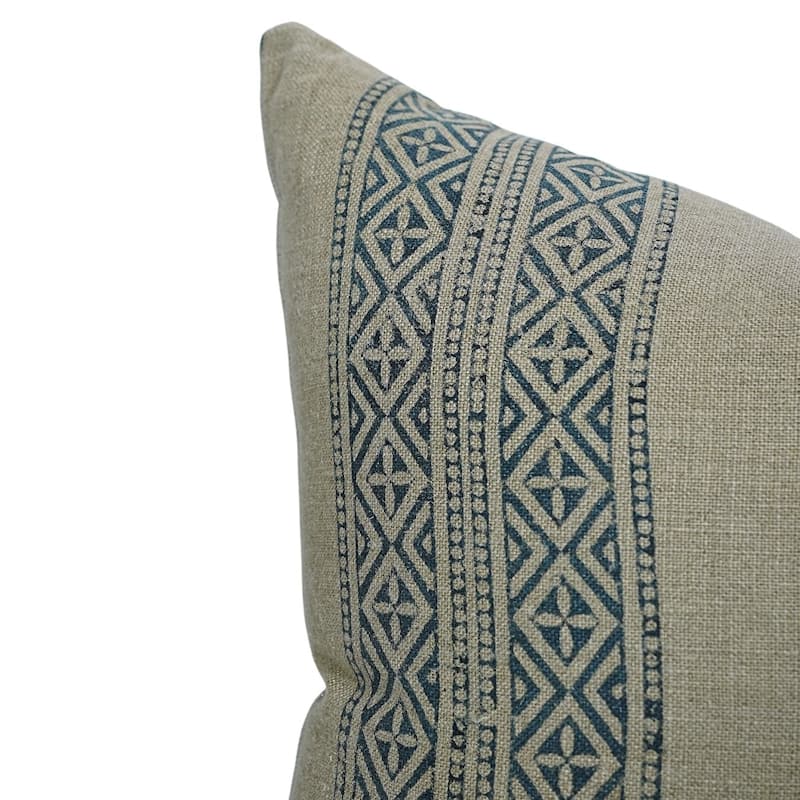 Linen Farmhouse Block print pillow Cover - Kaju Katli