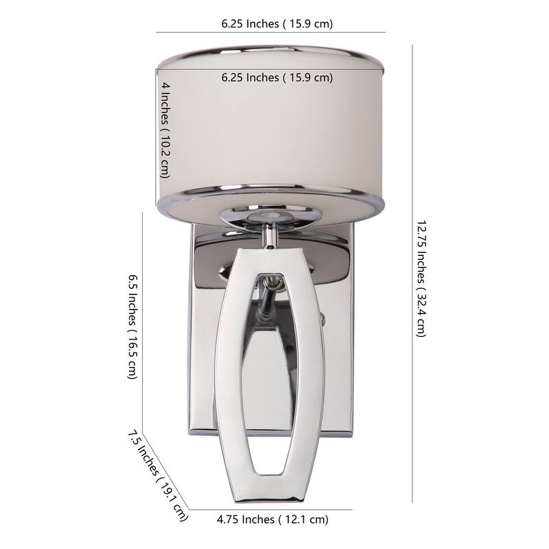 SAFAVIEH Lighting Lenora Chrome Drum Sconce (Set of 2) - 6"W x 8"D x 13"H