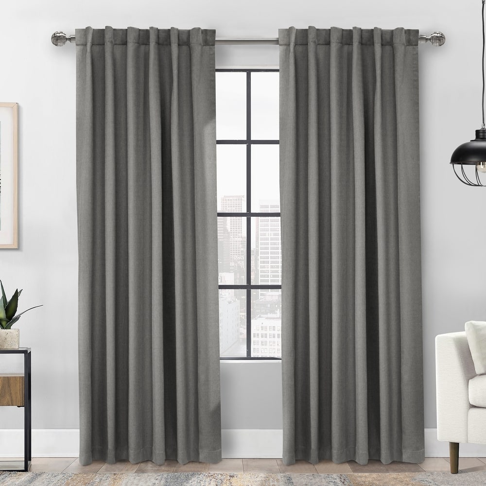 ThermaPlus Baxter Total Blackout Textured Dual Header Curtain Panel