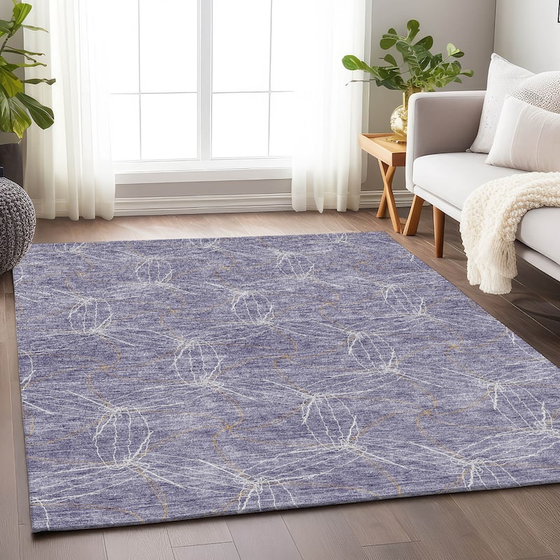 Premium Washable Super Soft Modern Symphony Mayfield Rug - Purple - 5' x 7'6"