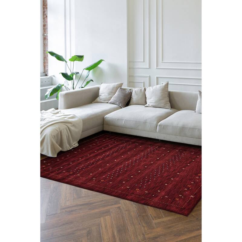 ECARPETGALLERY Hand Loomed Kashkuli Gabbeh Red Wool Rug - 8'1 x 11'4