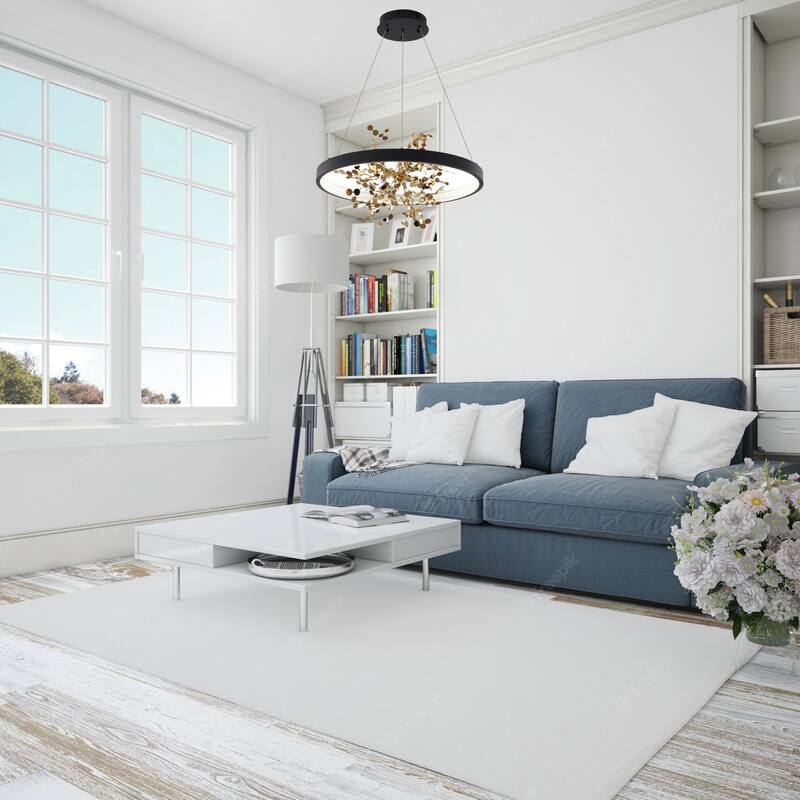 1-Light Sand Black Stainless Steel LED Chandelier With Confetti Interior