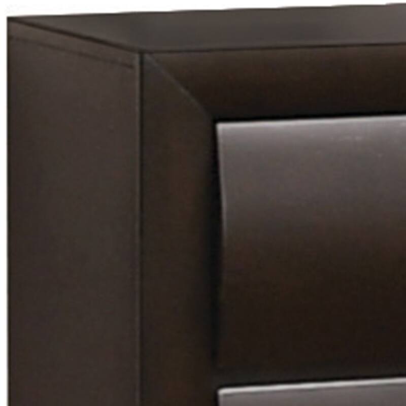 2 Drawer Wooden Nightstand with Metal Ring Handles and Harpin Legs, Brown