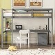 preview thumbnail 2 of 8, Grey Twin Size Wood Loft Wood Bed with Under-bed, Built-in Desk, a Storage Cabinet of 2 Drawers, Guardrails and Ladder