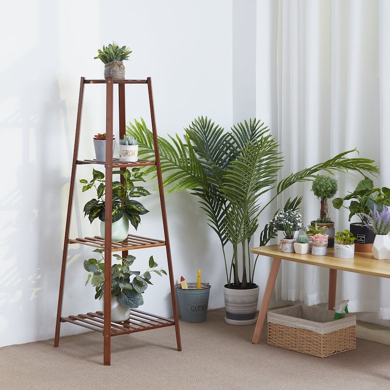 Wooden Flower Stand Plant Frame Balcony Multi-Tier Potted Shelving