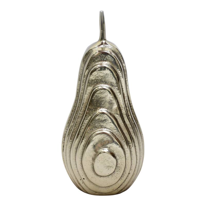Aluminum Oval Pear Sculpture with Modern Textured Design - 8" Gold - 4" x 4" x 8" - 4" x 4" x 8" - Gold