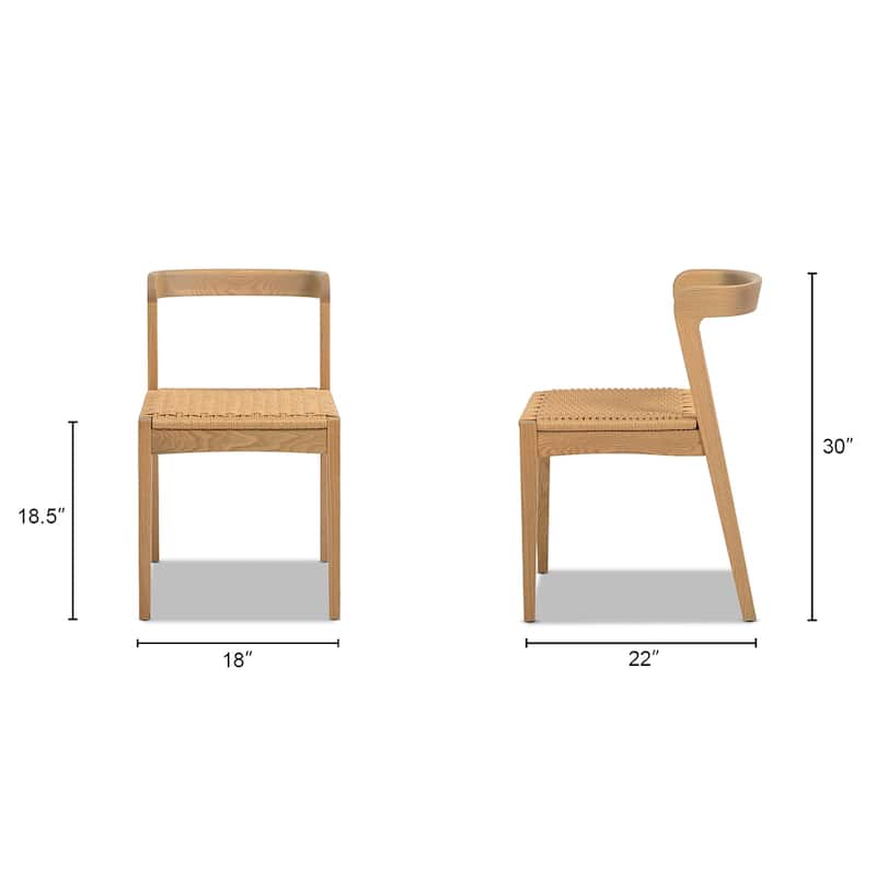 Jennifer Taylor Home Capri Woven Seat Oak Wood Dining Chair