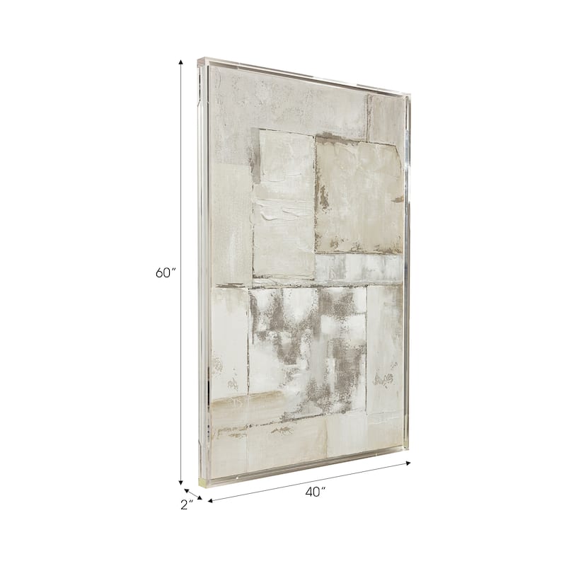 Canvas Wall Art Wood Frame Textured Abstract Accent - 60" Multi