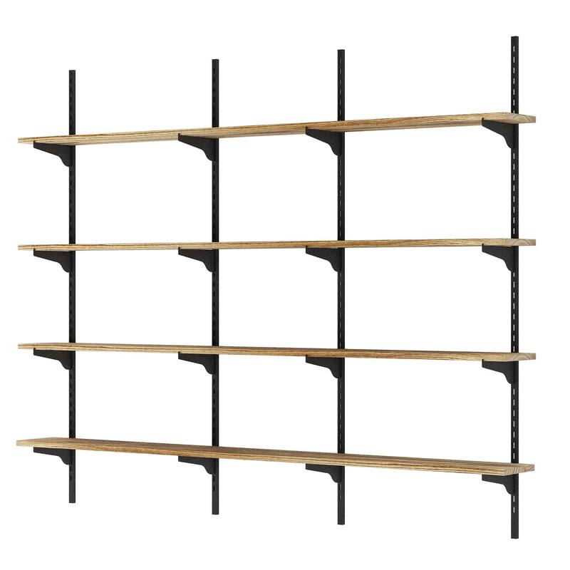 Wallniture Turin 60" Wall Mounted Shelves with Adjustable Brackets, Floating Bookhelves for Office & Living Room, 2,3 or 4 Tier