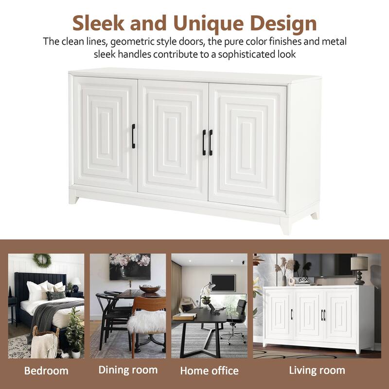 59.1" TV Stand Console Cabinet with 2 Spacious Storage Space and Solid Wood Legs for TVs Up to 65"