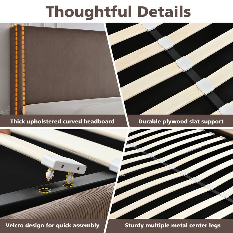 Lift Up Storage Platform Bed with Minimalist Headboard