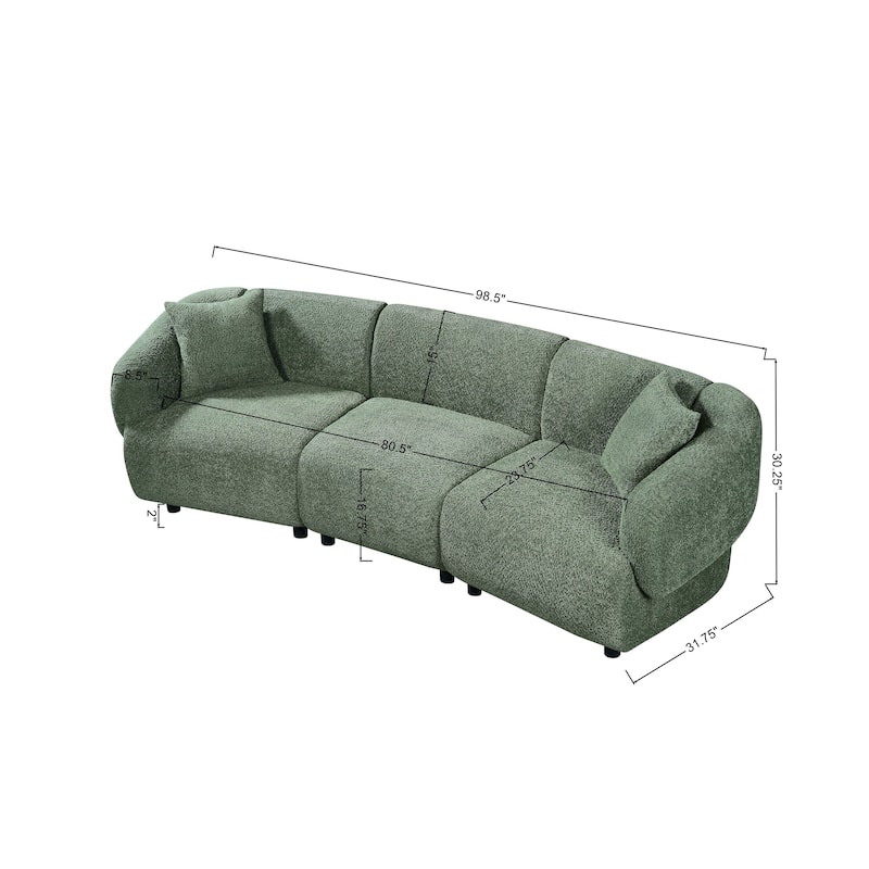 Christopher Knight Home - Hulk Curved Boucle 3-Seat Sofa with Sturdy Wooden Frame