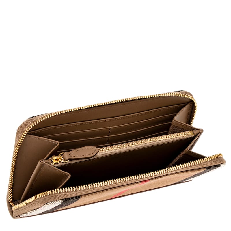 Burberry House Check Zip Around Wallet