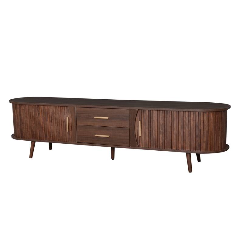 Mid-Century Modern TV Stand, Media Console, for TVs up to 80" with 2 Drawers and Storage, for Living Room & Bedroom