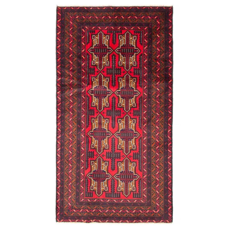ECARPETGALLERY Hand-knotted Teimani Red Wool Rug - 3'8 x 6'9 - 3'8 x 6'9 - Red