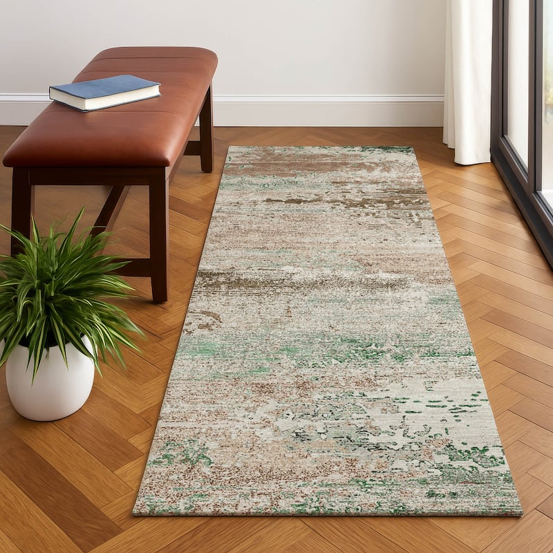 Premium Washable Super Soft Abstract Modern Mayfield Rug - Khaki - 2'3" x 7'6"