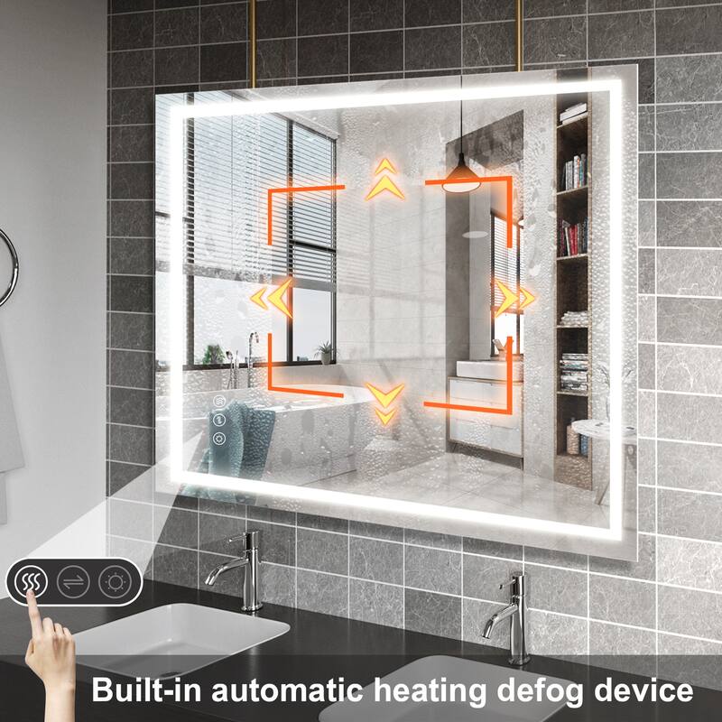 Bathroom Mirror with Lights, Anti-Fog, 3 Color