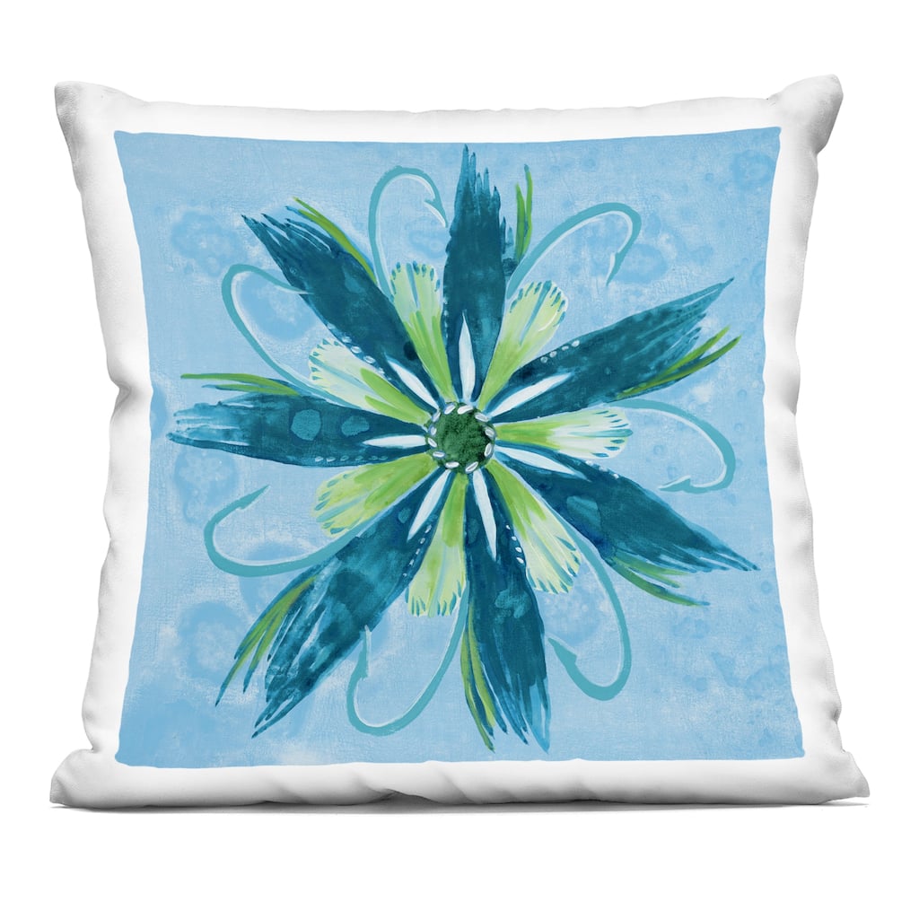 Stupell Blue & Green Abstract Flower Decorative Printed Throw Pillow Design by Liz Jardine