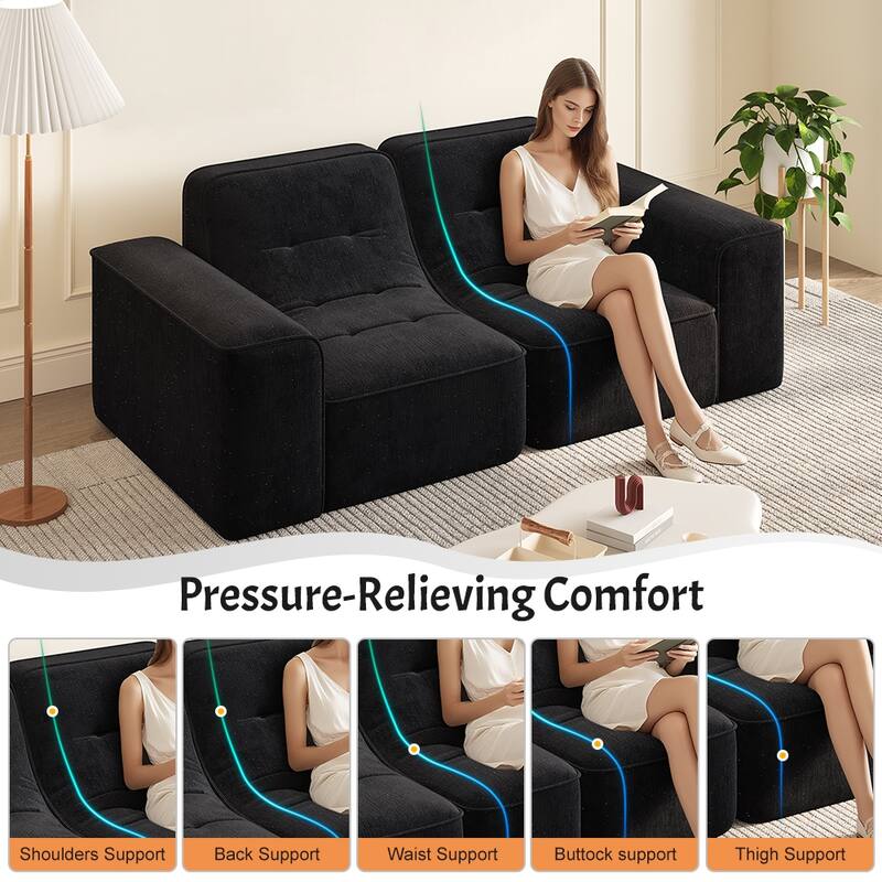 83.6 Inch Modular Sectional Sofa, 3 Seater Tufted Chenille Couch with Deep Seat, No Assembly Modern Sofa