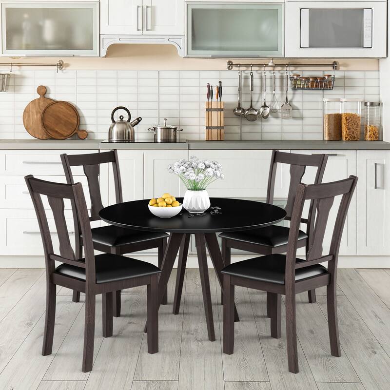 Set of 2 Dining Room Chair Coffee Rubber Wood Frame and Upholstered - See details