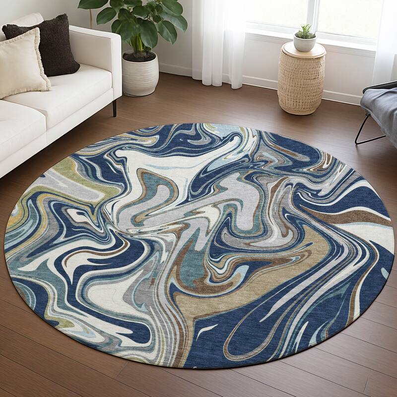Machine Washable Indoor/ Outdoor Contemproary Fusion Chantille Rug