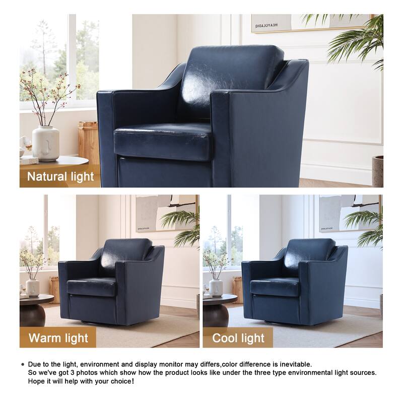 UIXE Chenille/Leather Swivel Barrel Chair Accent Chairs For Living Room