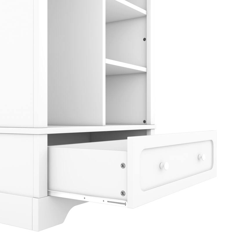 Open Children's Wardrobe with A Hanging Rod and Open Shelves