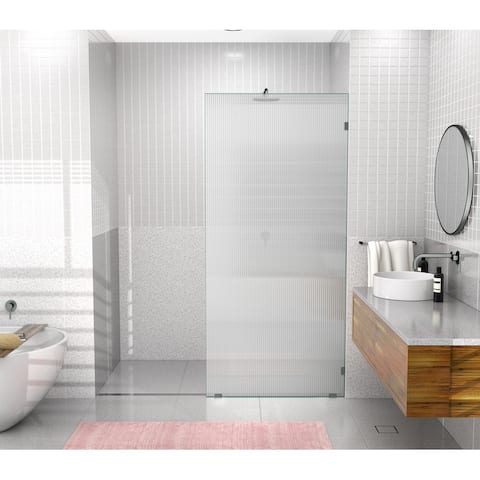 Glass Warehouse 40" x 78" Frameless Shower Door - Single Fixed Panel Fluted Frosted