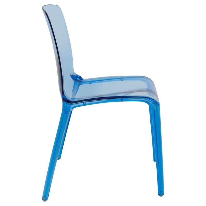 Stackable Acrylic Dining Chair Modern Full Back Transparent Accent Side Chair - Height 32.25", Width 20.5", Depth 21".